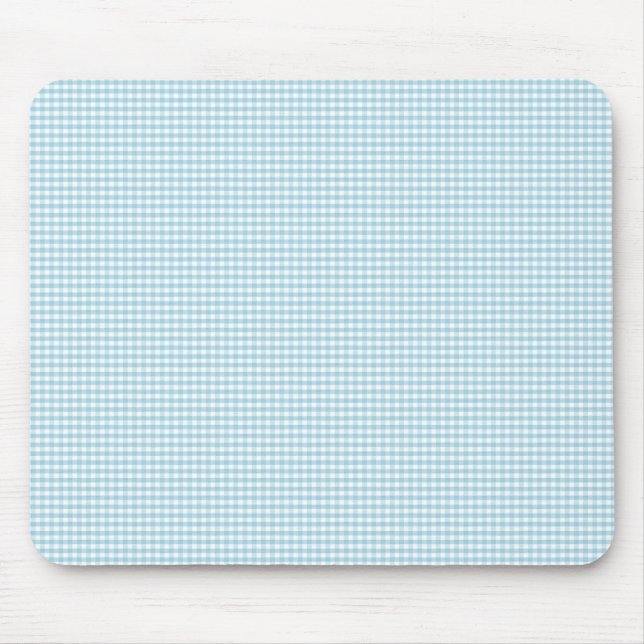 Blaues und weißes Gingham-Karo-Muster Mousepad (Vorne)
