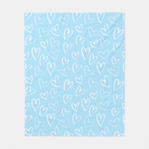 Blaues und weißes Herzmuster Fleecedecke