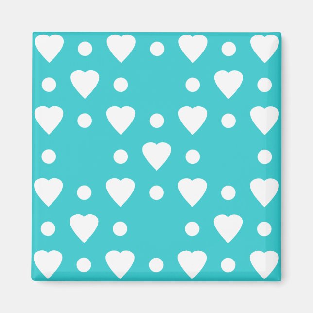 Blaues und weißes Herzmuster Magnet (Vorne)