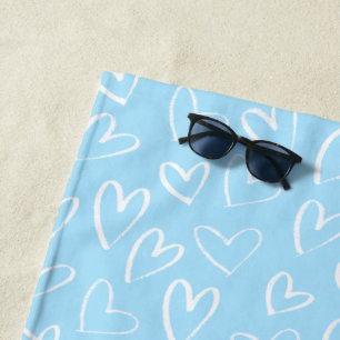 Blaues und weißes Herzmuster Strandtuch