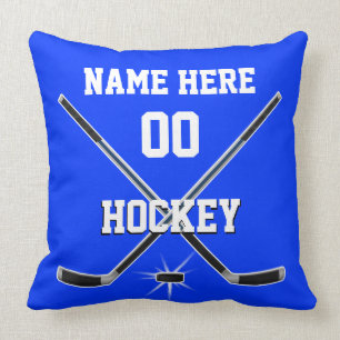 Blaues und weißes Hockey-Kissen PERSONALISIERT Kissen