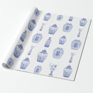 Blaues und weißes Ingwer-Glas-Packpapier Geschenkpapier