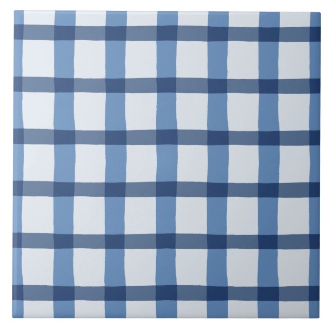 Blaues und weißes kariertes Muster Fliese (Vorderseite)