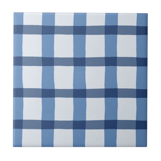 Blaues und weißes kariertes Muster Fliese (Vorderseite)