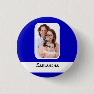 Blaues und weißes kundenspezifisches Foto Button
