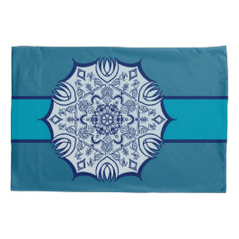 Blaues und weißes Mandel mit Kreaturen Kissenbezug