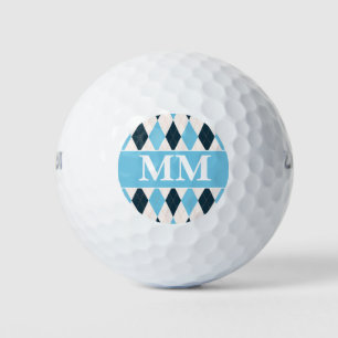 Blaues und weißes Monogramm-Initial Golfball