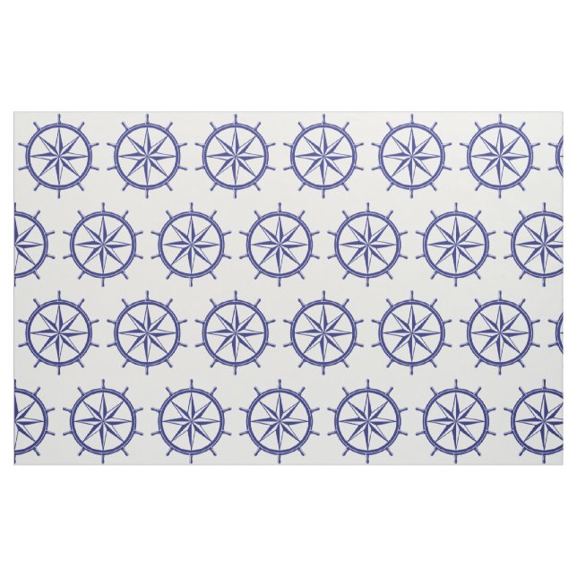 Blaues und weißes Schiffs-nautischrad Stoff (Fat Quarter (45,7 x 55,9 cm))