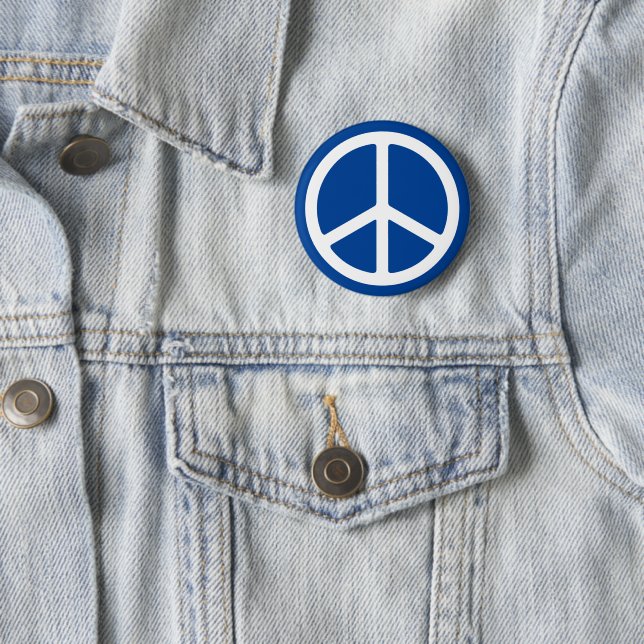 Blaues und weißes Symbol für Frieden Pinback Button (Beispiel)