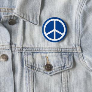 Blaues und weißes Symbol für Frieden Pinback Button