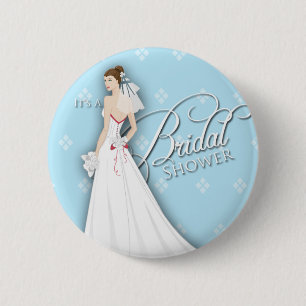 Blaues und weißes Vintages Brautparty-Button Button