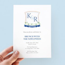 Blaues und weißes Wappen an der KüsteNeuWeds Brunc Einladung