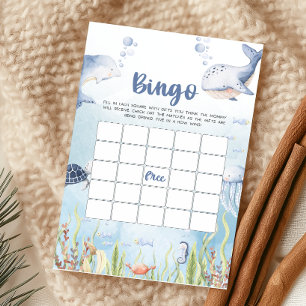 Blaues Unter-dem-Meer-Baby-Shower-Bingo-Spiel