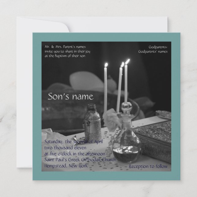 Blaues Vaftisi Einladung (Vorderseite)