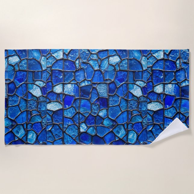 Blaues Venezianisches Glasmuster Strandtuch (Vorderseite)