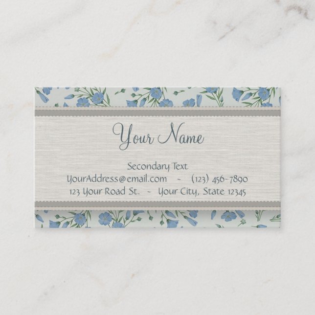 Blaues Vergissmeinnicht mit Blumen und Marmor mit Visitenkarte (Vorderseite)