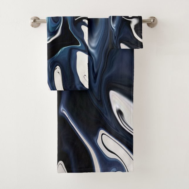 Blaues verschwommenes Muster Badhandtuch Set (Insitu)