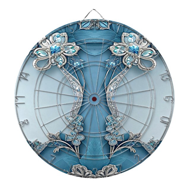 Blaues verziertes Blumen Dartboard Dartscheibe (vorne)