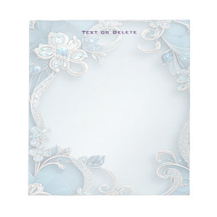 Blaues verziertes Blumennotizbuch Notizblock