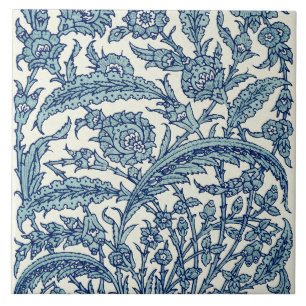 Blaues Verziertes florales arabisches Muster Fliese
