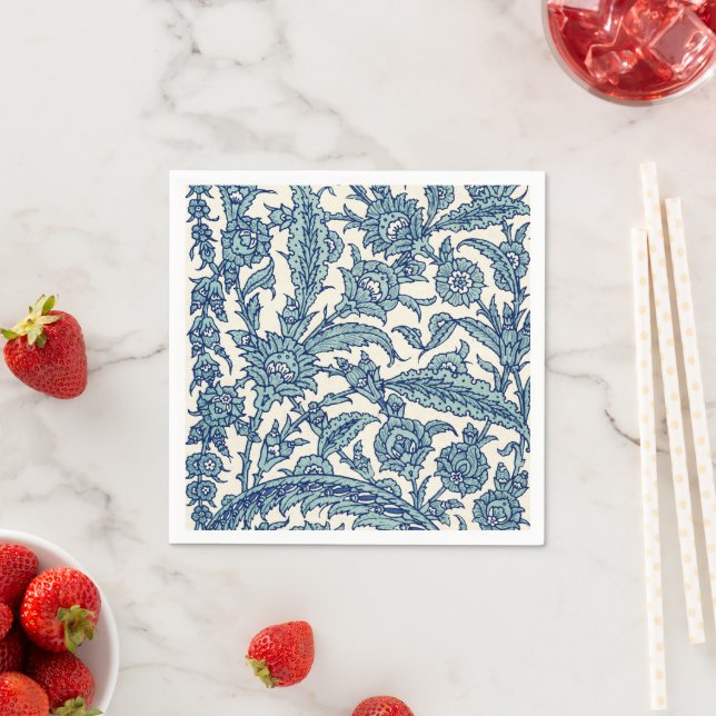 Blaues Verziertes florales arabisches Muster Serviette (Beispiel)
