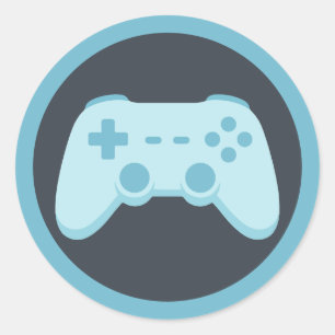 Blaues Videospiel Spielergesellschaft Spieleco Runder Aufkleber
