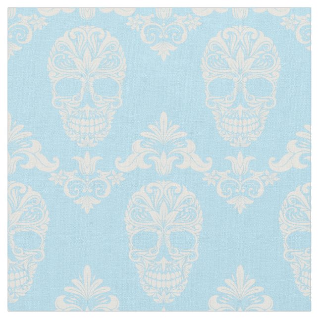 blaues viktorianisches Skulpturengewebe Stoff (Nahaufnahme)