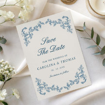 Blaues vintage altes Geld Royale Save-the-Date