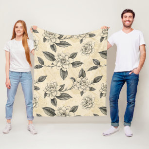 Blaues Vintage-Blumen-Botanik-Muster (7) Fleecedecke