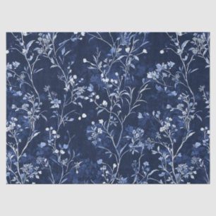 Blaues Vintage-Blumen-Toile-Muster (10) Seidenpapier