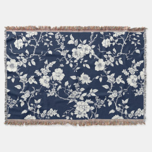 Blaues Vintage-Blumen-Toile-Muster (12) Decke