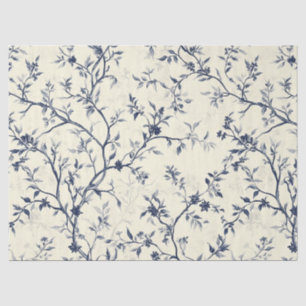 Blaues Vintage-Blumen-Toile-Muster (1) Seidenpapier