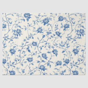 Blaues Vintage-Blumen-Toile-Muster (3) Seidenpapier