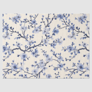 Blaues Vintage-Blumen-Toile-Muster (5) Seidenpapier