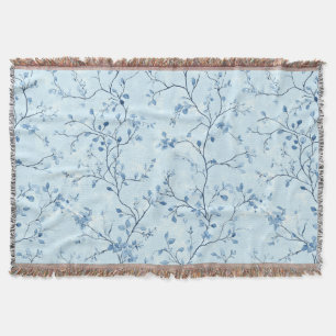 Blaues Vintage-Blumen-Toile-Muster (7) Decke