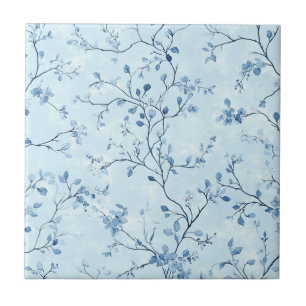 Blaues Vintage-Blumen-Toile-Muster (7) Fliese