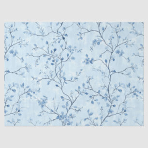 Blaues Vintage-Blumen-Toile-Muster (7) Seidenpapier