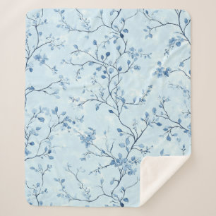 Blaues Vintage-Blumen-Toile-Muster (7) Sherpadecke
