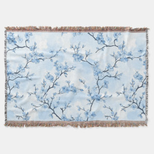 Blaues Vintage-Blumen-Toile-Muster (8) Decke