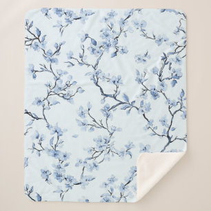 Blaues Vintage-Blumen-Toile-Muster (9) Sherpadecke