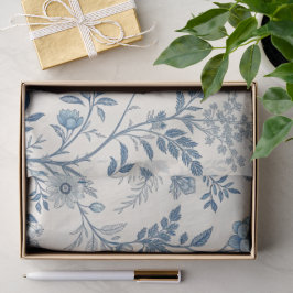 Blaues Vintage-Blumenmuster Seidenpapier