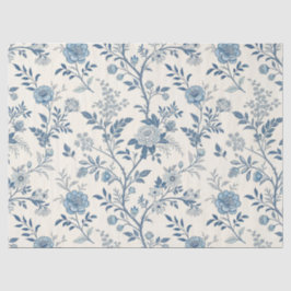Blaues Vintage-Blumenmuster Seidenpapier