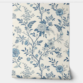 Blaues Vintage-Blumenmuster Tapete