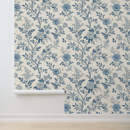 Blaues Vintage-Blumenmuster Tapete