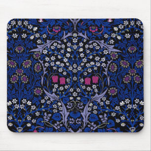Blaues Vintage-Blumenmuster, William Morris Mousepad