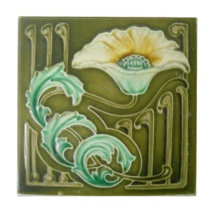 Blaues Vintage-Nouveau-Kunst-Blumendesign Fliese