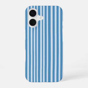 Blaues Vintage-Streifenmuster iPhone 16 Hülle