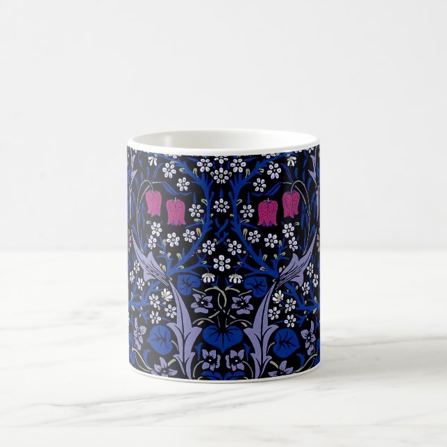 Blaues Vintages Blumenmuster, William Morris Kaffeetasse (Mittel)