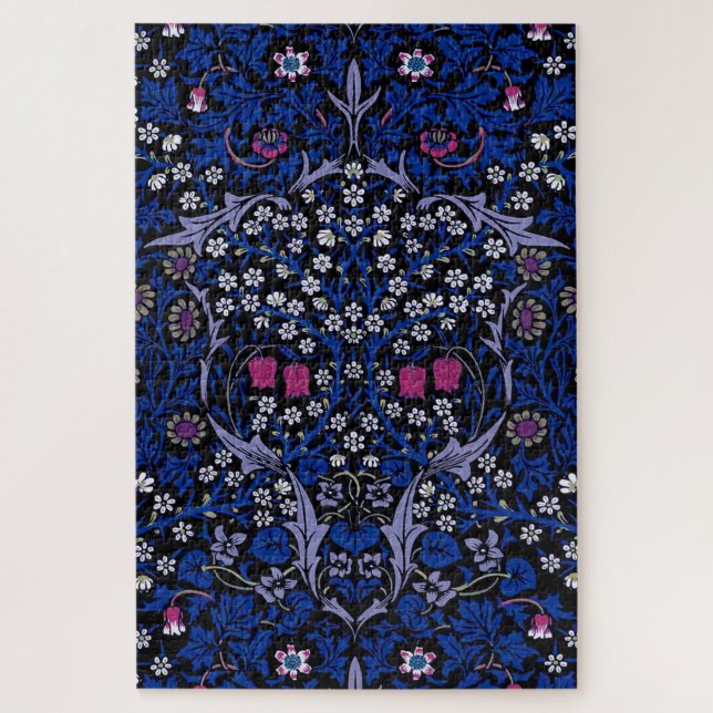 Blaues Vintages Blumenmuster, William Morris Puzzle (Vertikal)