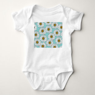 Blaues Vintages Daisy-Muster Baby Strampler